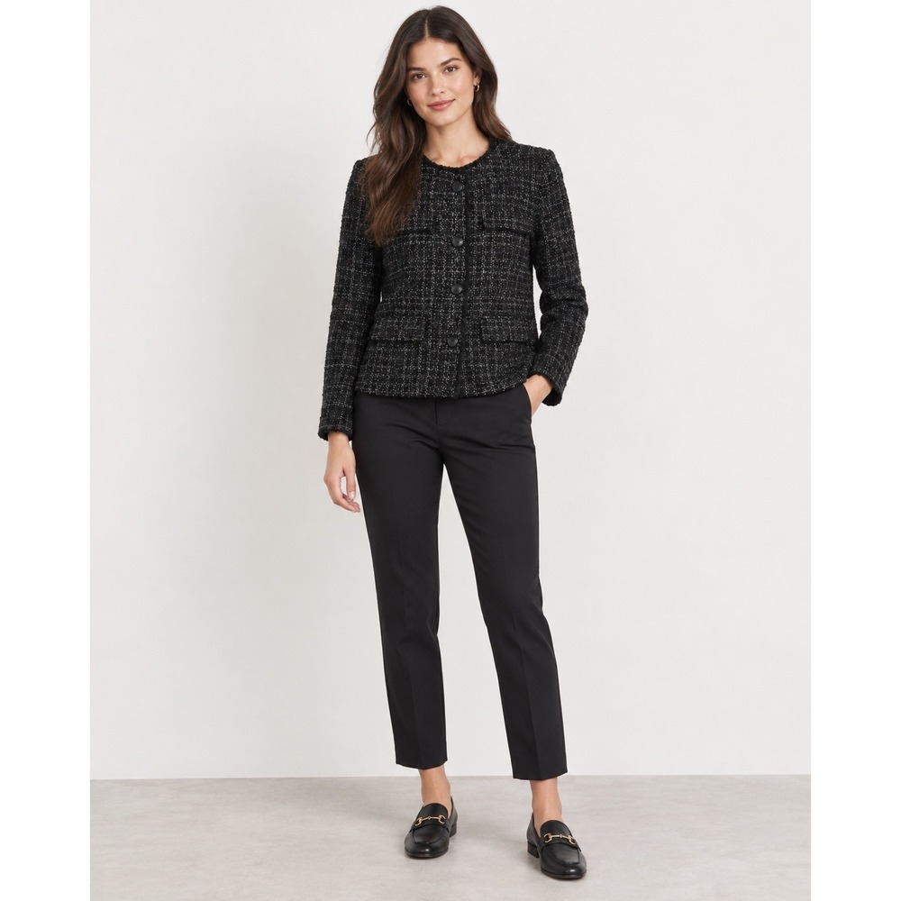 Simply Vera Vera Wang Black Tweed Boucle Jacket Quiet Luxury Chanel Style XL